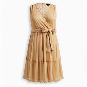 🆕Torrid At The Knee Glitter Lurex Surplice Tiered Dress